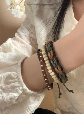 极速复古编织绳手链女夏天uins小众设计新中式民族风个性情侣简约