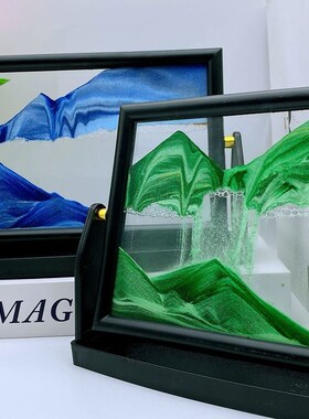 极速方形b3D旋转流沙画摆件书桌沙漏解压工艺品客厅家居装饰礼物