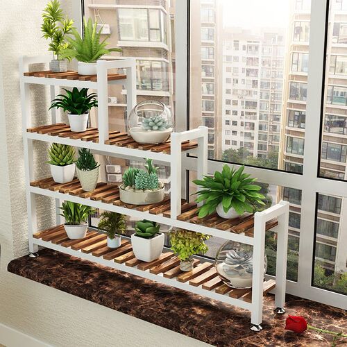 极速Balcony flower shqelf indoor floating window flower fram