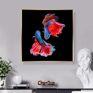 极速年年有余现代简约金鱼装饰画玄关客I厅餐厅水族馆背景招财锦