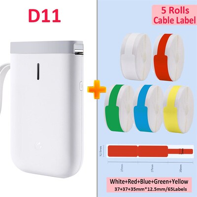 极速White/Pink/Blue Niimbot Labeler add 5Rolls Cable DZ11 Pr
