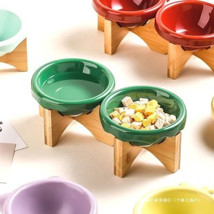 极速猫碗猫食盆陶瓷猫粮s碗狗碗食盆宠物飞碟碗bd木架高脚碗架猫