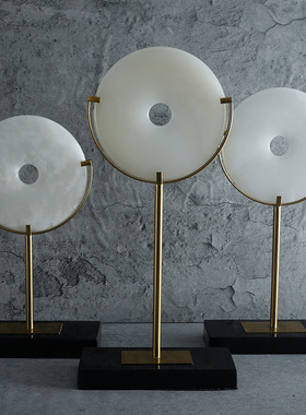 极速新中式玉石大理石摆件客厅z书房样板间办公室酒柜创意仿古玉