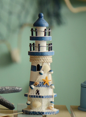 极速地中海木质做j旧灯塔摆件 家居装饰品 创意海洋风格装饰摆设