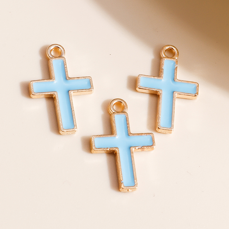 极速10pcs/lot 11*17mm 4 Color Cute Enamel Cross CUharms for