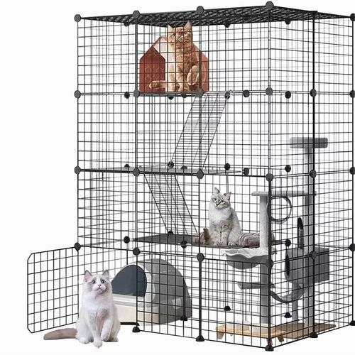 极速工厂猫笼狗笼别墅豪华宠物笼子透明拆装组装折叠围.栏铁网片