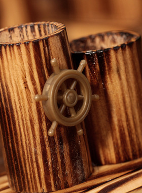 极速地中海风格带k笔筒帆船实木帆船模型 居家摆件工艺品学生情侣