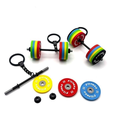 勇士征战彩色健身杠铃片钥匙扣挂件运动Crossfit包包挂饰装饰吊坠