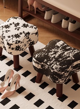 凳子家用矮凳客厅沙发凳实木板凳门口换鞋凳创意软包坐凳简约木凳