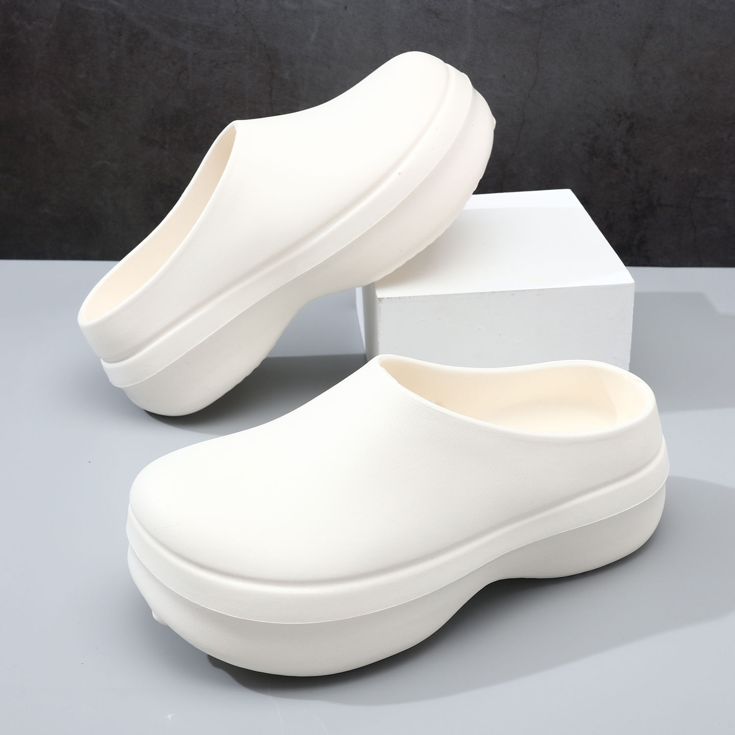 包头拖男士踩屎感增高厚底半拖鞋