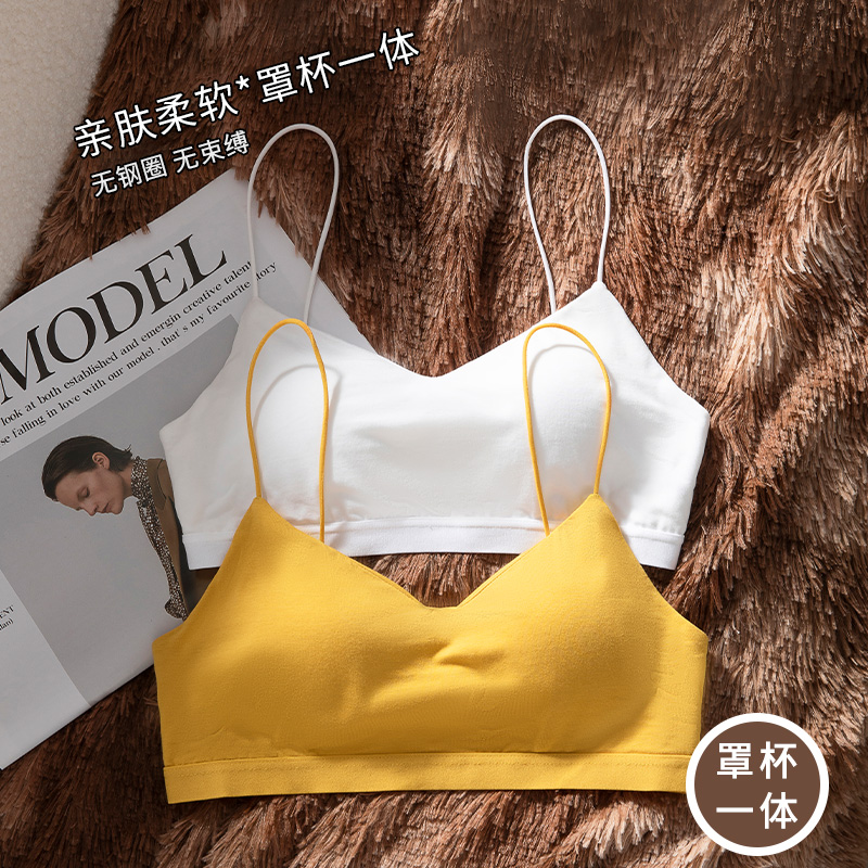 固定胸垫无钢圈细肩带美背文胸