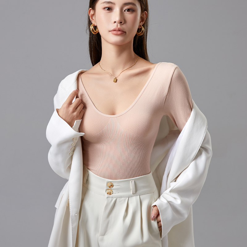 雅黎兮隐形内搭大领口女保暖内衣
