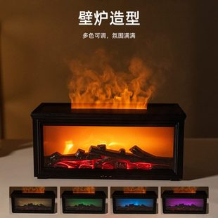 复古壁炉火焰加湿器3D仿真壁炉火焰香薰机家用桌面香薰机 新款