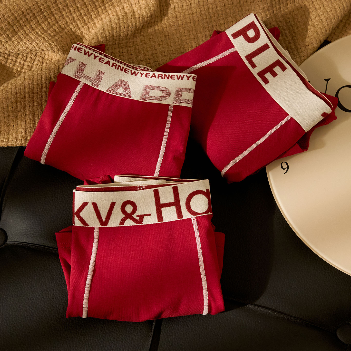 蕉克马年本命年红色男士内裤纯棉