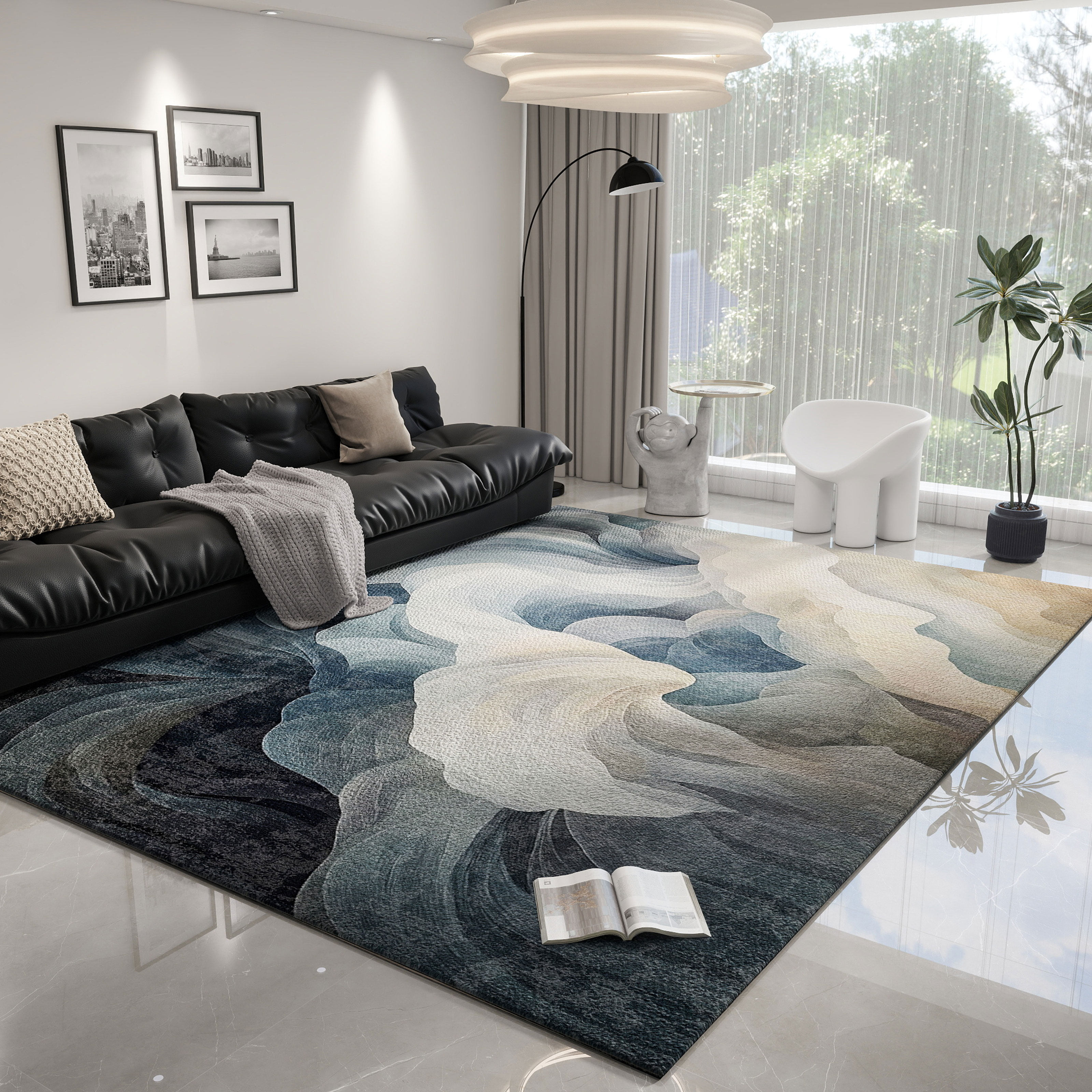 现代轻奢客厅地毯圈绒防水防污高级感可擦免洗防滑耐磨沙发茶几毯,居家布艺,地毯,淘宝优惠券,粉丝福利购,淘宝优惠卷