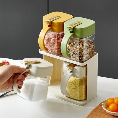 轻奢玻璃调料罐套装家用厨房高颜值盐罐味精调味瓶罐收纳盒组合装