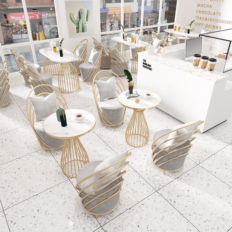 奶茶店桌椅组合网红商用餐厅甜品快餐汉堡饭店咖啡厅餐桌卡座沙发