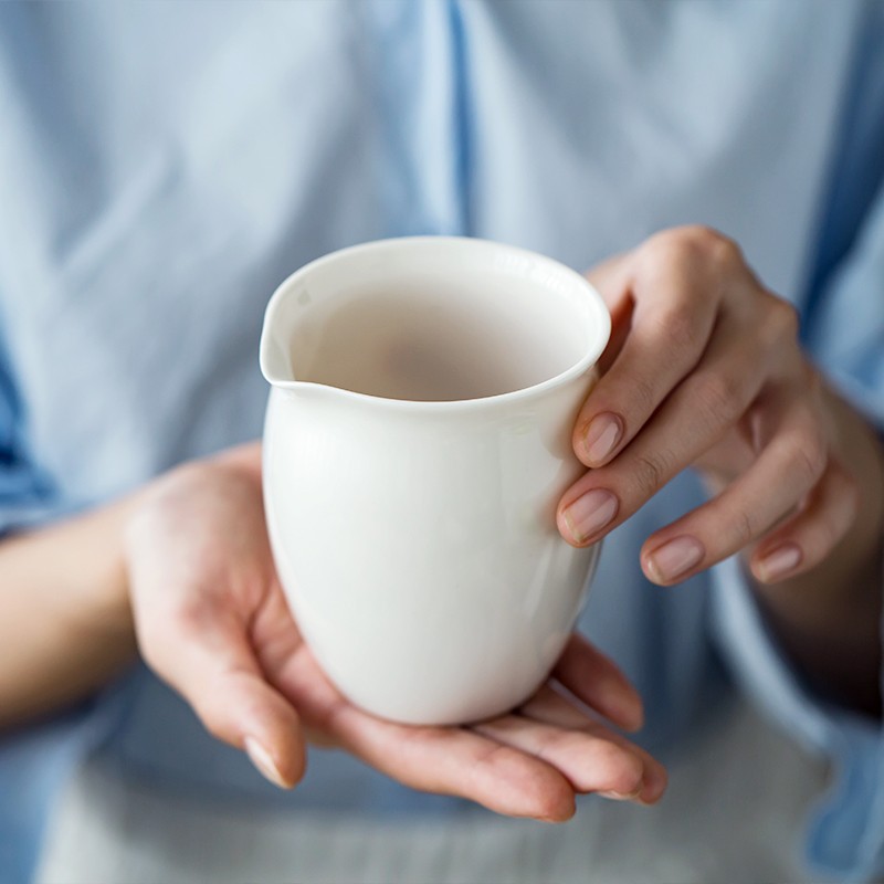 瓷恒堂白瓷公道杯创意功夫茶具茶海陶瓷分茶器匀茶杯家用茶漏配件