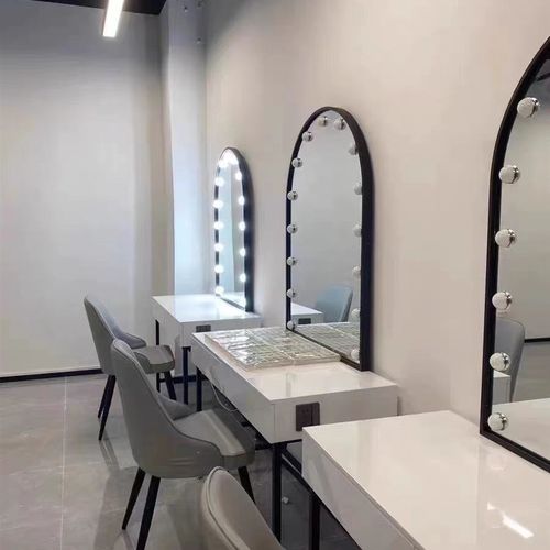 简约婚纱照相馆美容院美甲店化妆桌高档化妆师摄影工作室带灯化妆