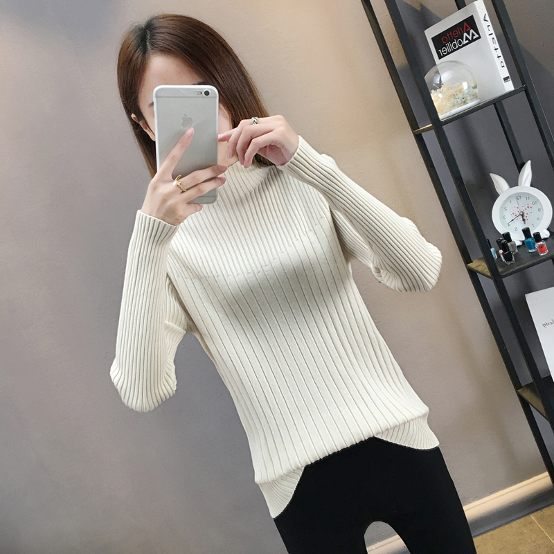 半高领毛衣女2021秋冬新款修身显瘦内搭针织打底衫女长袖套头上衣