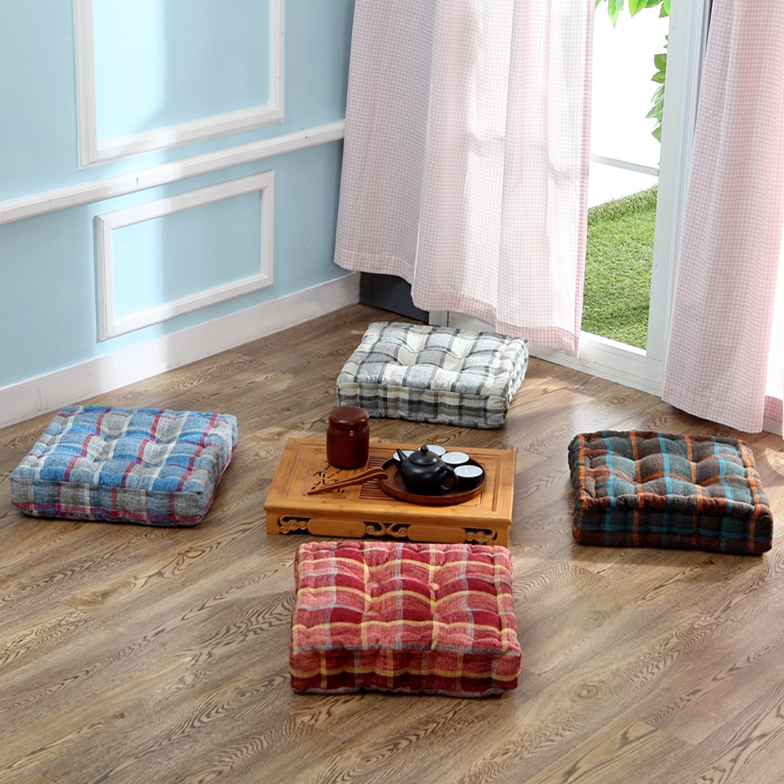 加厚椅子坐垫学车增高坐垫办公椅藤椅坐垫餐椅垫地板垫复古格子