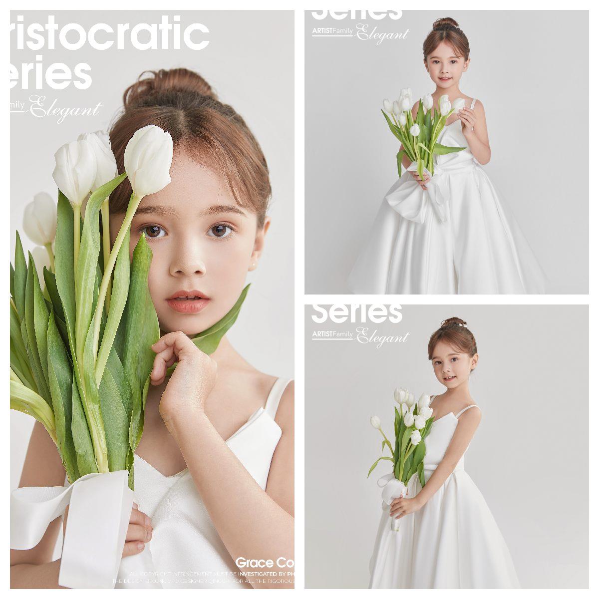 新款儿童摄影放大样片影楼高端儿童室内单色女生写真艺术样照152