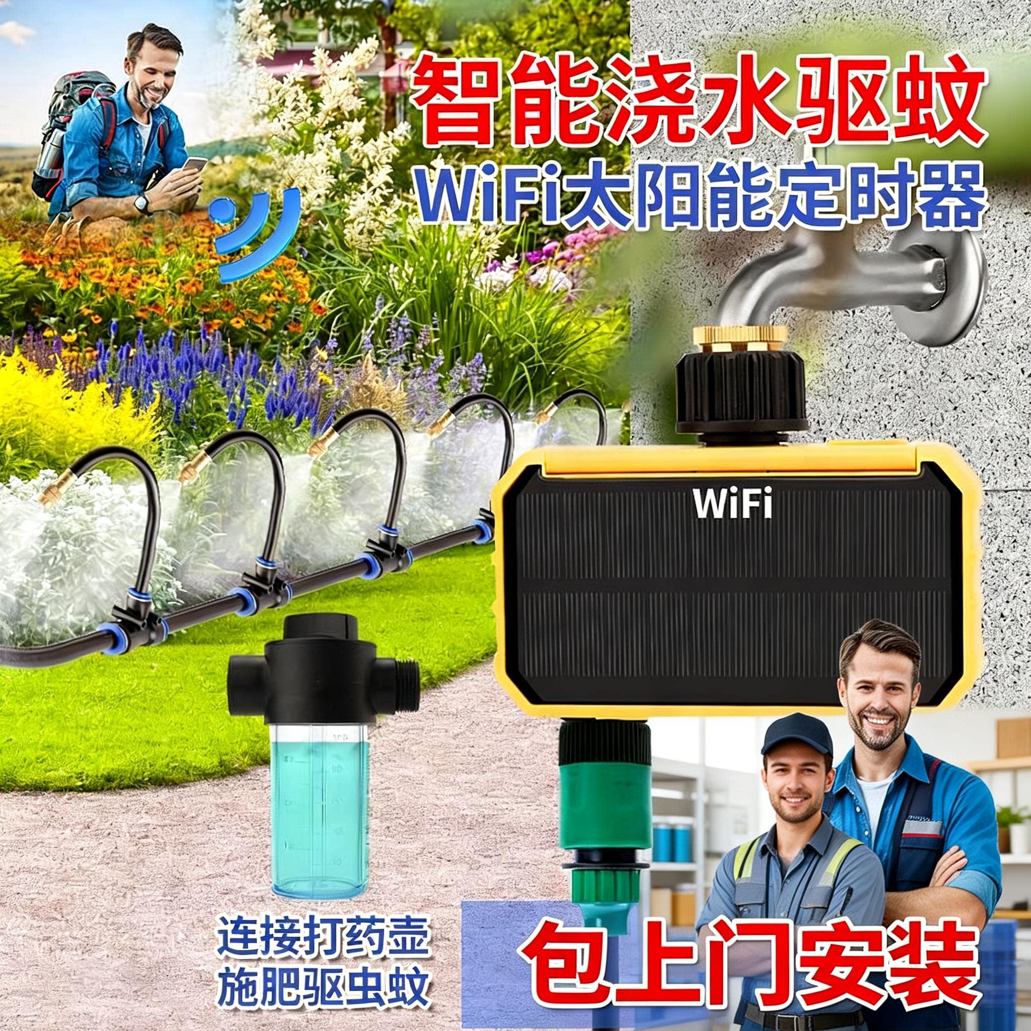 包安装WiFi花园驱蚊自动喷淋可调雾化打药浇水灭虫同城上门服务