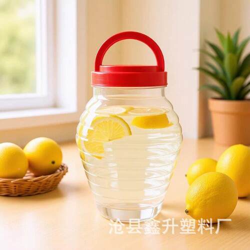 P容E2T透明食品带提手密封储物蜂蜜杂酱菜桶粮.5P9L3L大量桶