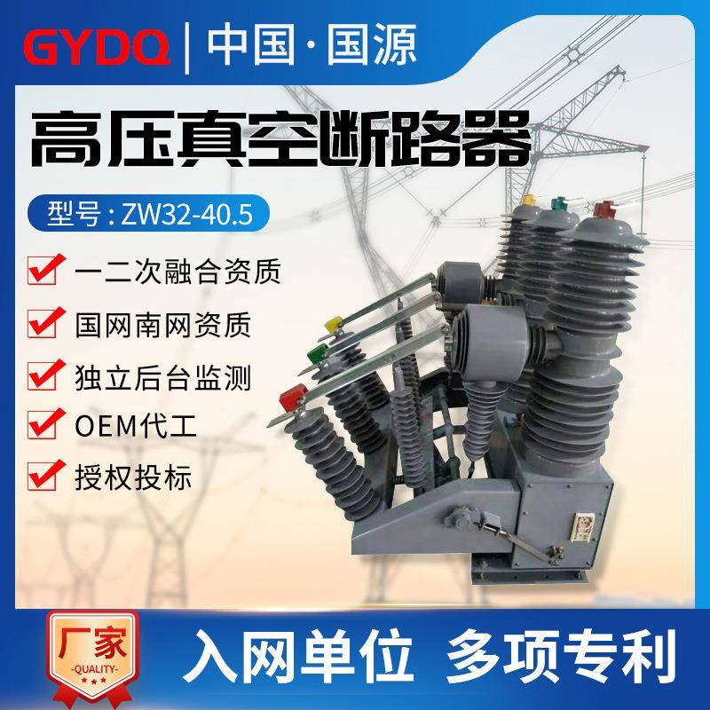 国源户外高压柱上真空断路器35kv手电动带隔离ZW32-40.5分界开关