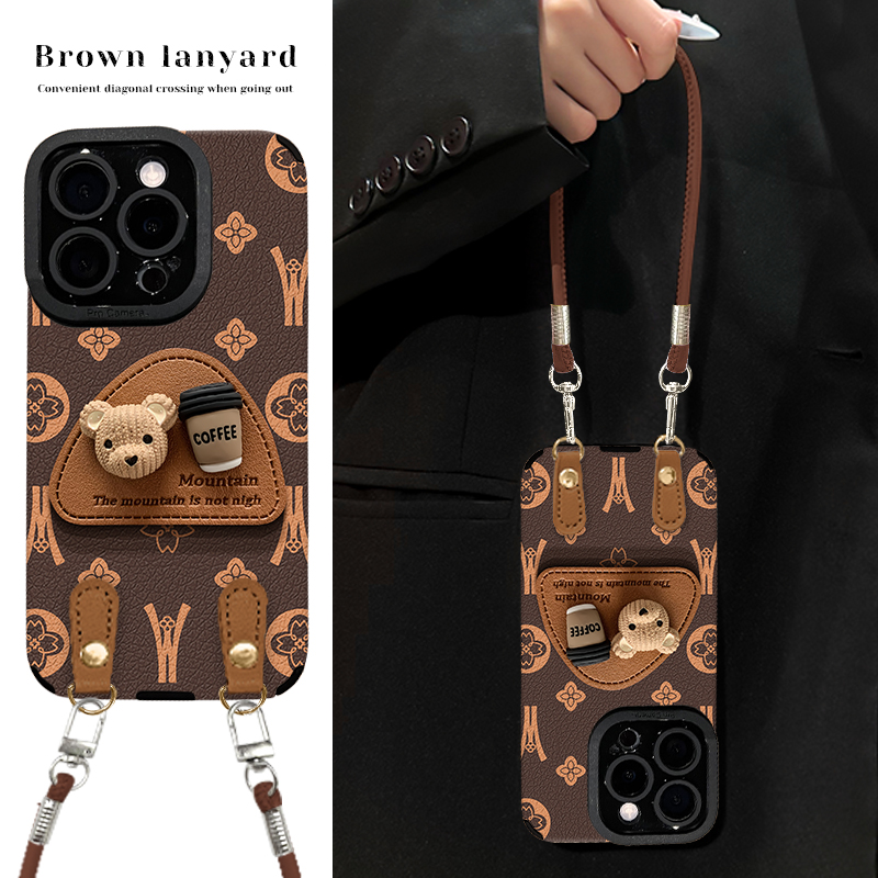 适用苹果系列咖啡小熊手机壳