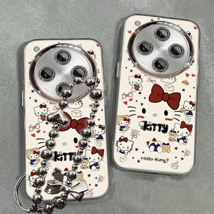 FindX3高级女款 卡通FindX7Ultra羽纱套X6Pro可爱暖风KT猫FindX5时尚 带挂绳 X8S 适用OPPOFindX8手机壳新款