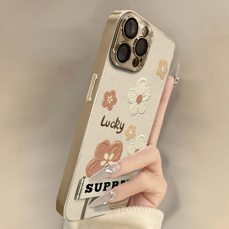 适用苹果系列油画小花手机壳