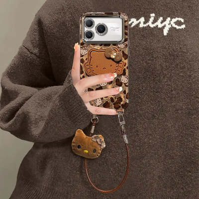 适用荣耀系列豹纹KT猫支架手机壳