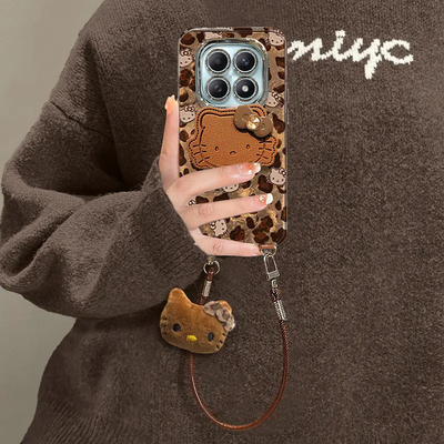 适用红米Note系列豹纹KT猫支架壳