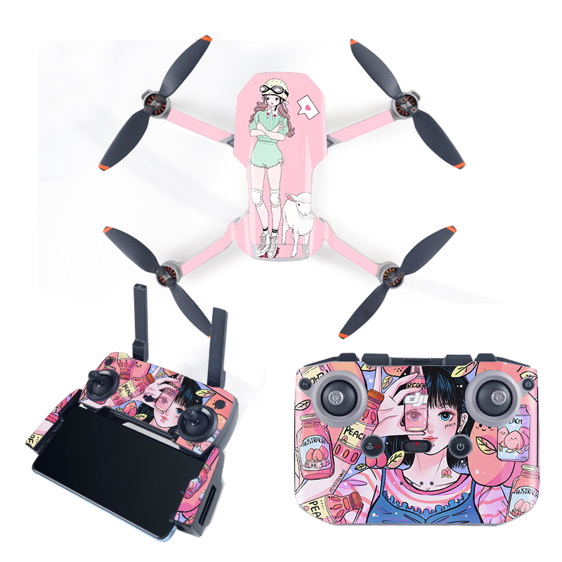适用于大疆Mini1/SE贴纸mini2/4k迷彩全包围贴纸可爱动漫贴纸定制