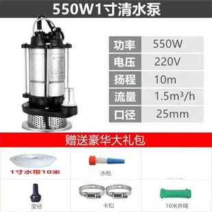 家用潜水泵1h寸220V小型x抽水泵吸水高扬程家用井水农用清水污