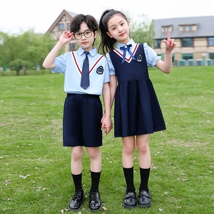 英伦风毕业照小学生班服校服儿Q童合唱W表演服装 幼儿园园服夏装 六