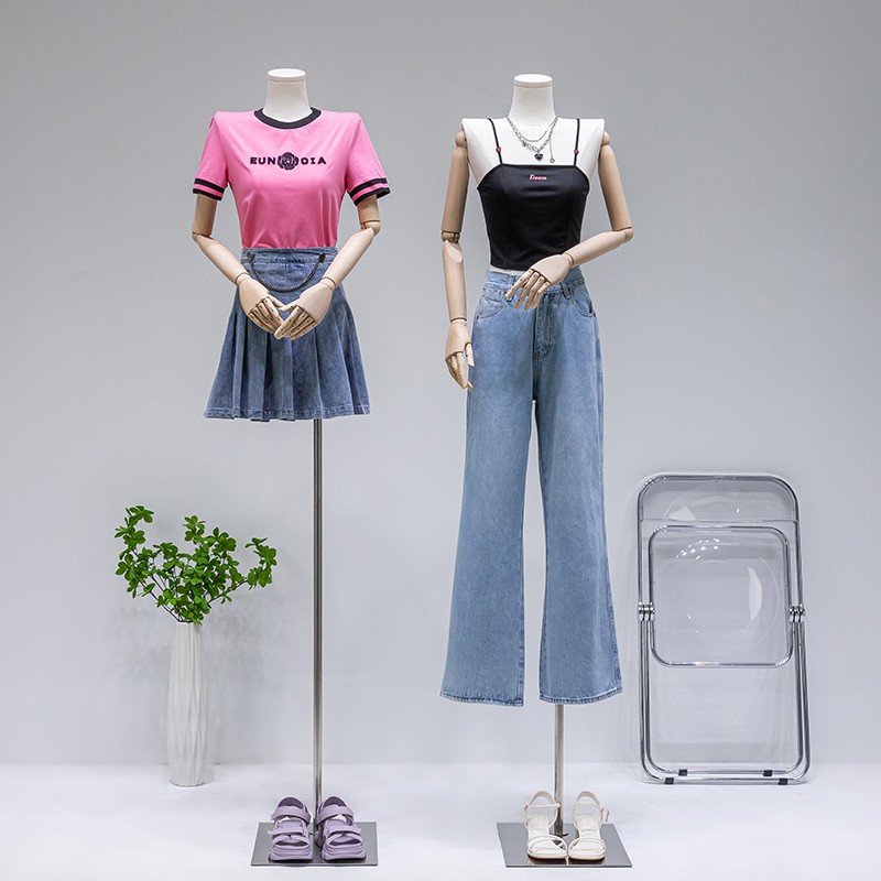 韩版直角肩平肩模特道具女人台服装店橱窗半身女装衣架展示架全身