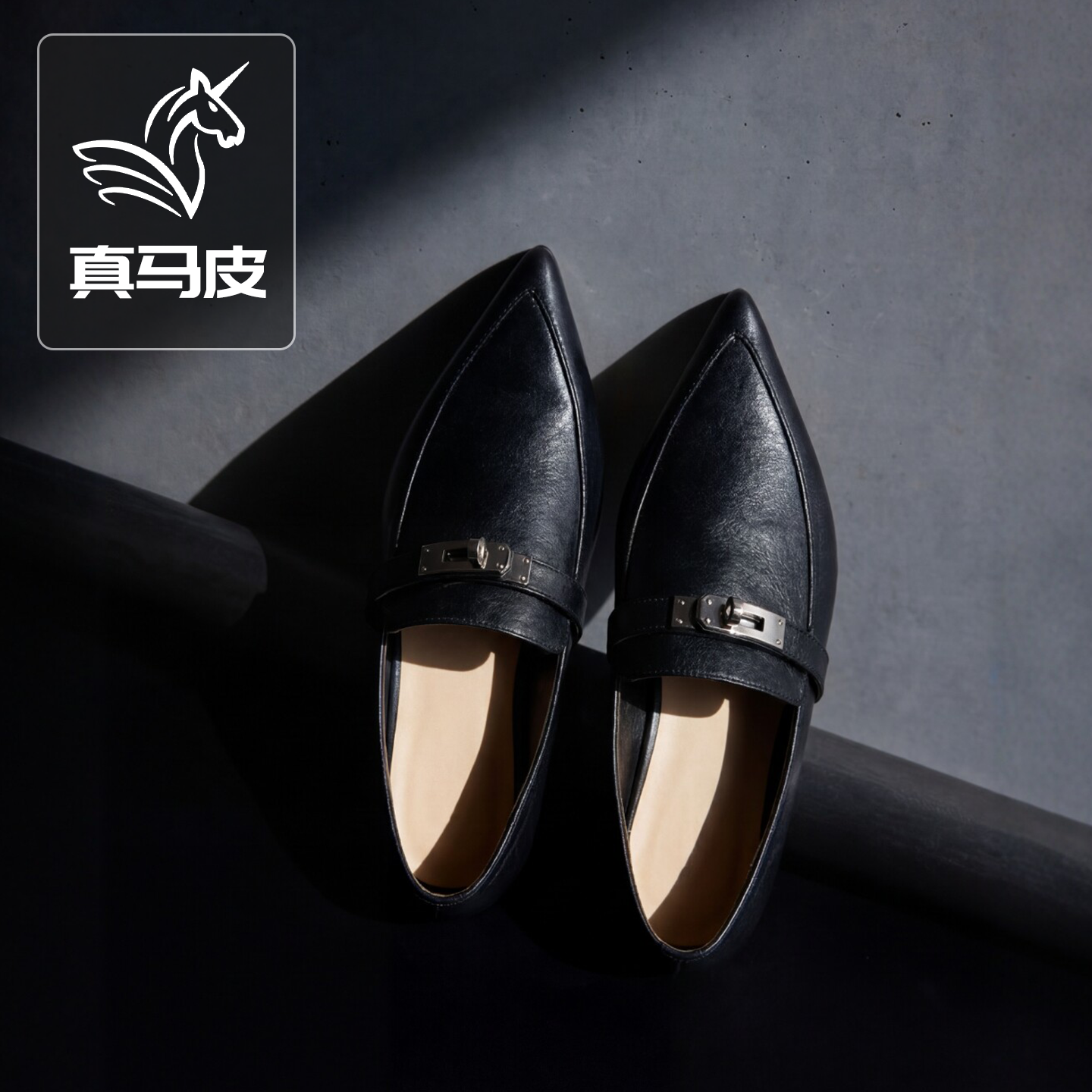 曼晨「Geek Chic」意大利重工水洗马皮 马衔扣手工软底乐福鞋女夏