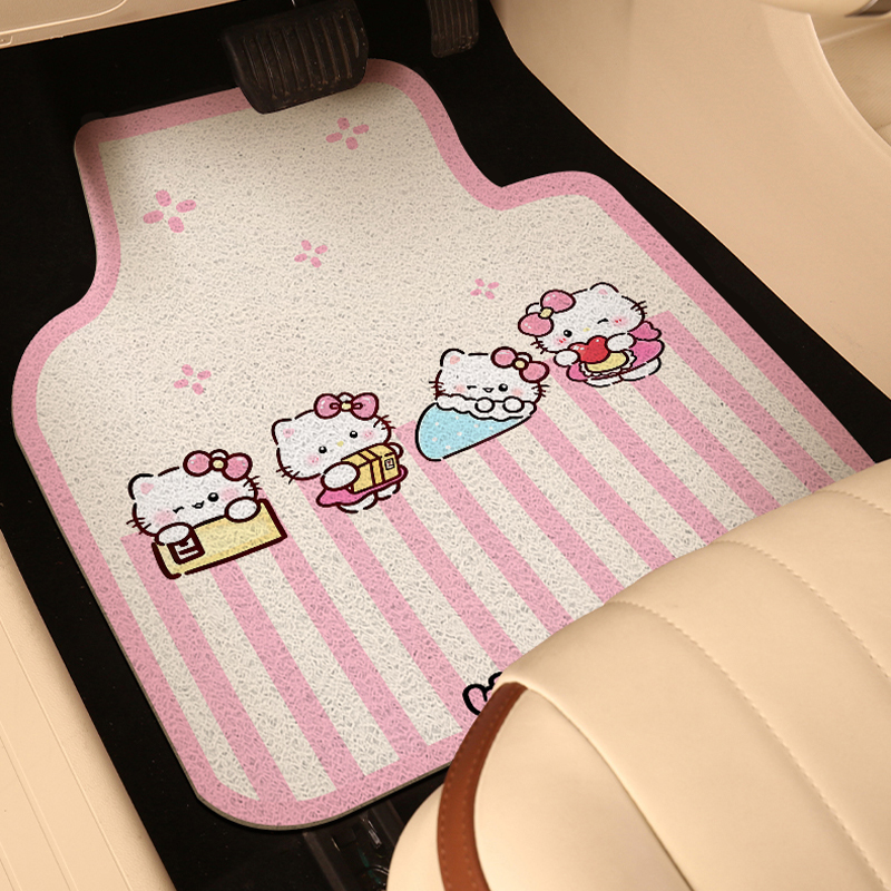 可爱粉色hellokitty通用汽车脚垫