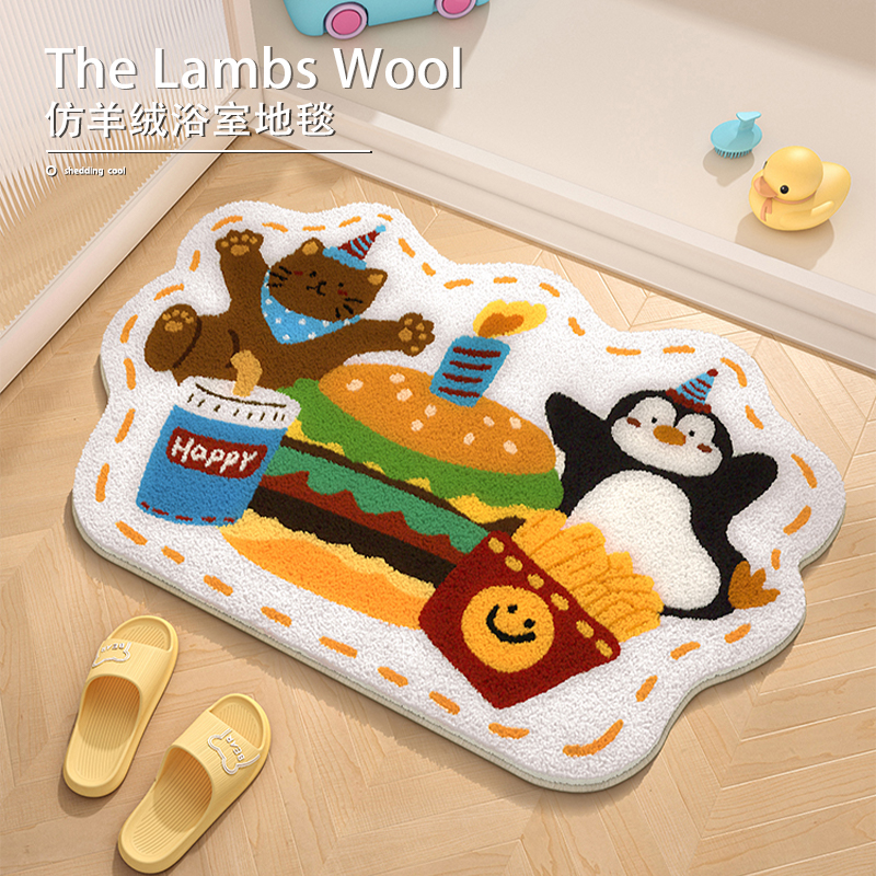 卡通家用加厚毛绒浴室地垫脚垫子