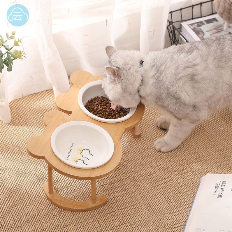 猫碗增高架狗碗擡高架狗狗饭桌狗狗护颈碗架护颈单双碗架子猫食盆