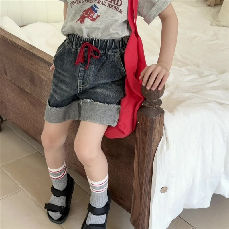 2025童装夏季新款热裤男女童美式夏装儿K童夏装牛仔裤宝宝短裤童