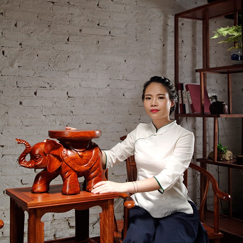 花梨木雕刻大象换鞋凳摆件实木质茶几凳大象凳子家居客厅装饰摆设