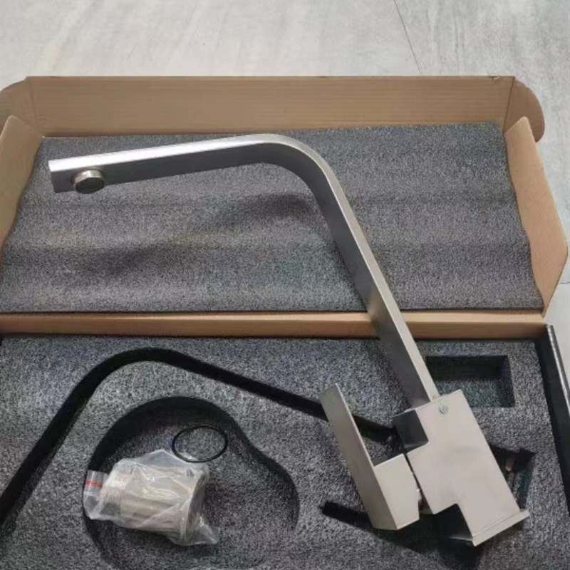 不锈钢黑色洗脸盆水龙头 冷热欧式烤漆浴室四方高单孔面盆水龙头