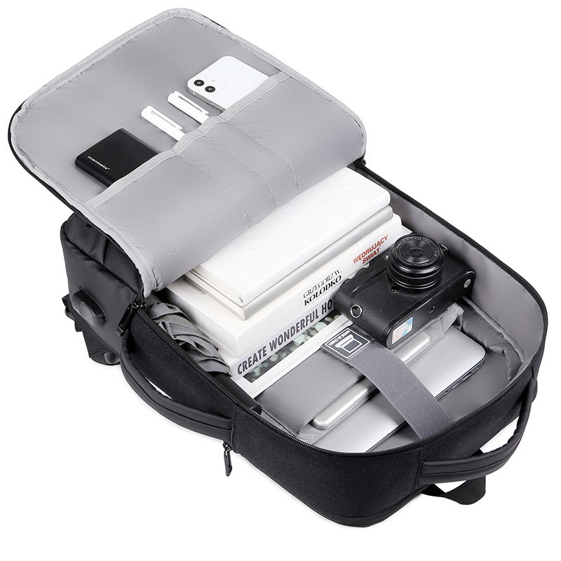 皮膜商务双肩包新款大容量多功能扩容电脑包休闲旅行学生通勤背包