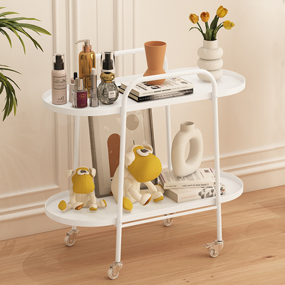 铁艺沙发边几可移动简易收纳架奶油风茶几客厅家用卧室推车置物架
