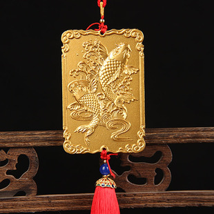 铜牌挂件 铜年年有鱼铜牌 铜麒麟铜牌挂件 铜无事牌挂件