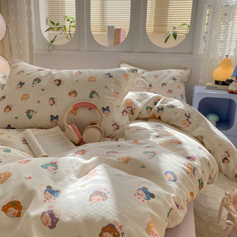 A类纯棉双层纱布被套单件150x210x215单双人220x240全棉卡通被罩