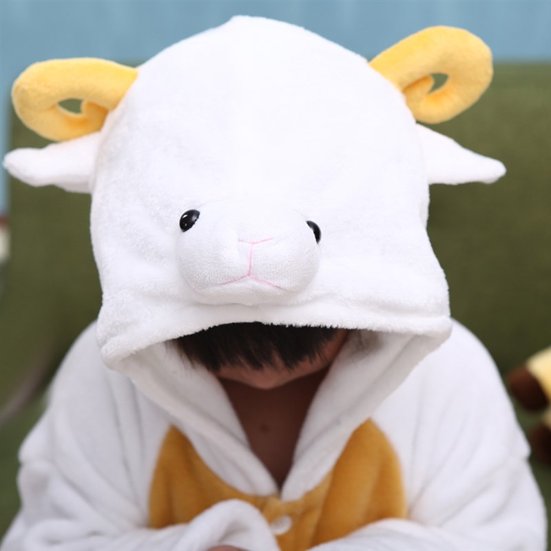 十二生肖羊大灰狼卡通连体睡衣亲子装冬季加厚珊瑚绒小羊狼表演服